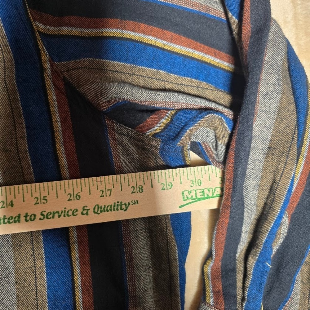 Wrangler Western Shirts Mens 3XL Big Man Blue Brown Striped Long Sleeve 1380 - Picture 4 of 6